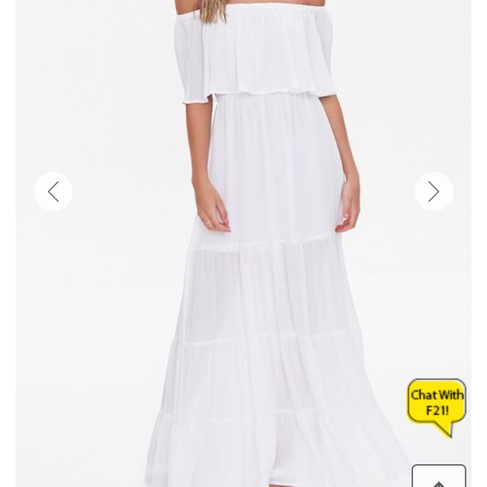 White Off-The-Shoulder Maxi Dress
